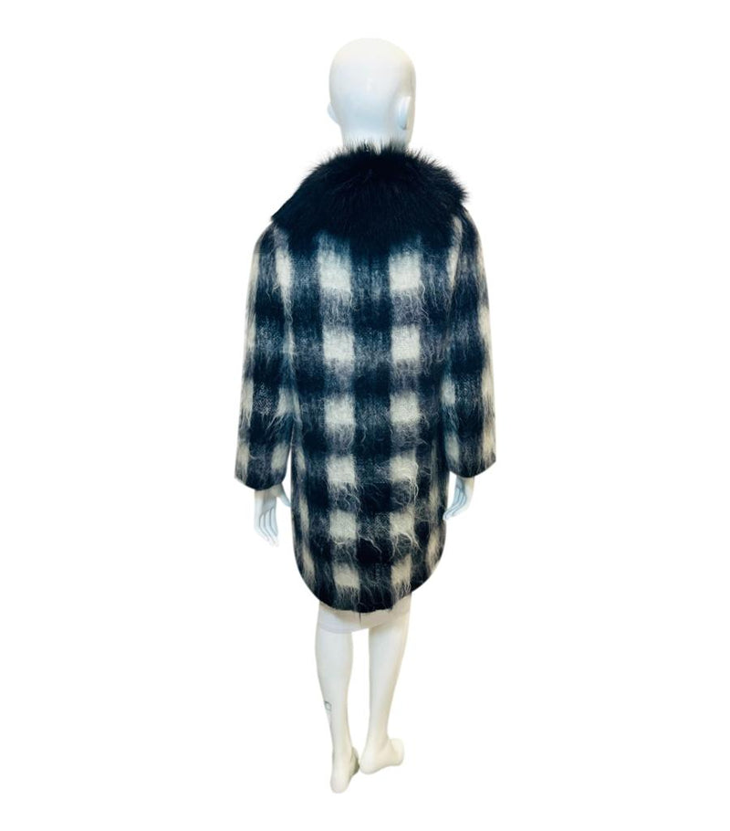 Prada Mohair & Wool Coat With Raccoon Fur Trim. Size 40IT