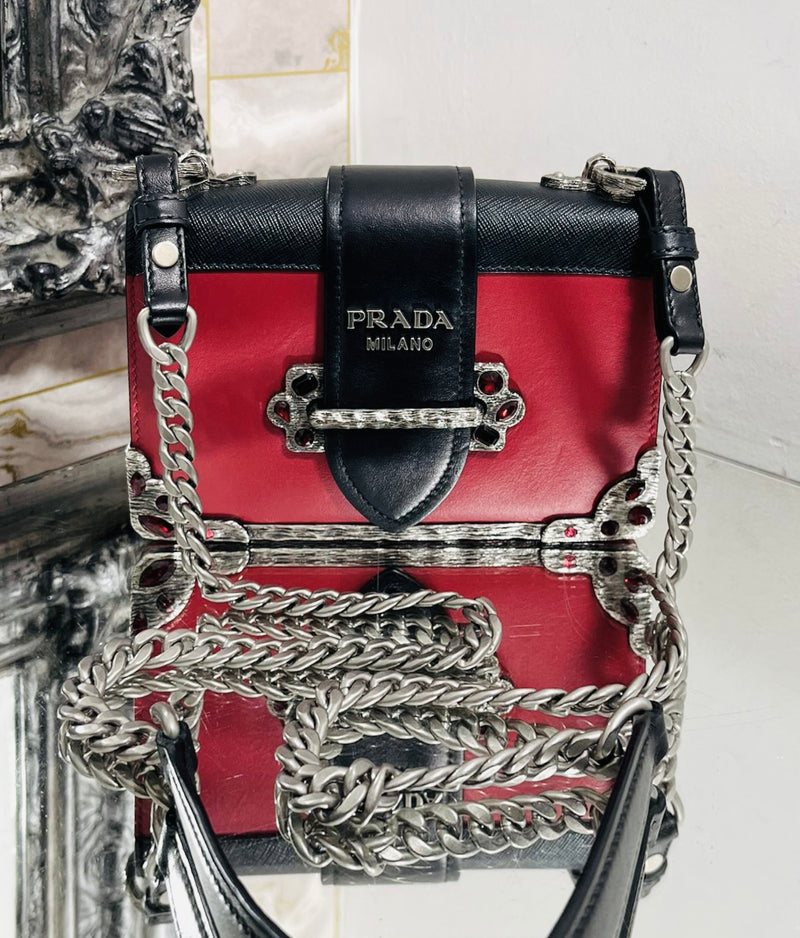 Prada Cashier Crystal Embellished Leather Bag