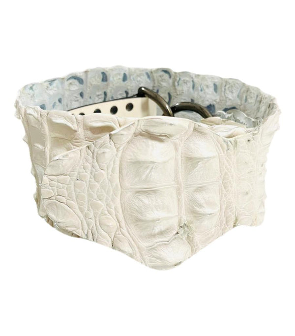 White Alligator Exotic Leather Buckle Belt