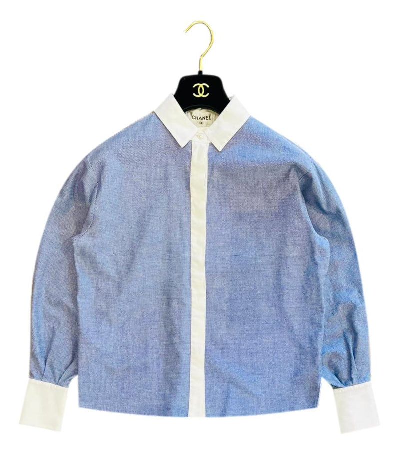 Chanel Textured Cotton Shirt. Size 34FR