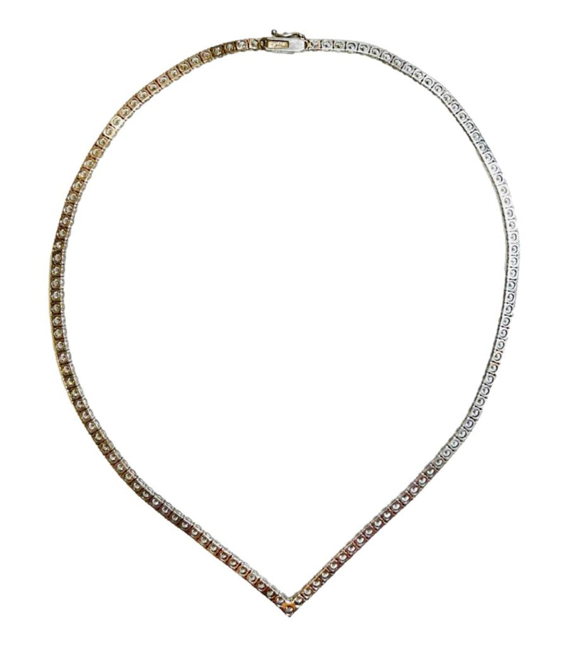 Carat London Vee Line White Gold Plated Necklace With Brilliant Stones