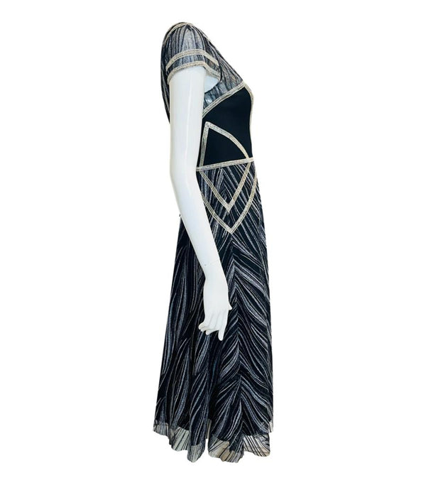 Amanda Wakeley Tulle-Panelled Metallic Dress. Size 10UK