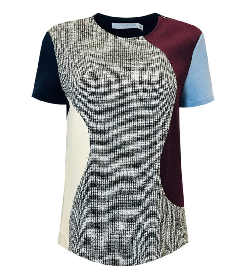 Victoria Beckham Wool Blend Panelled Top. Size 14UK