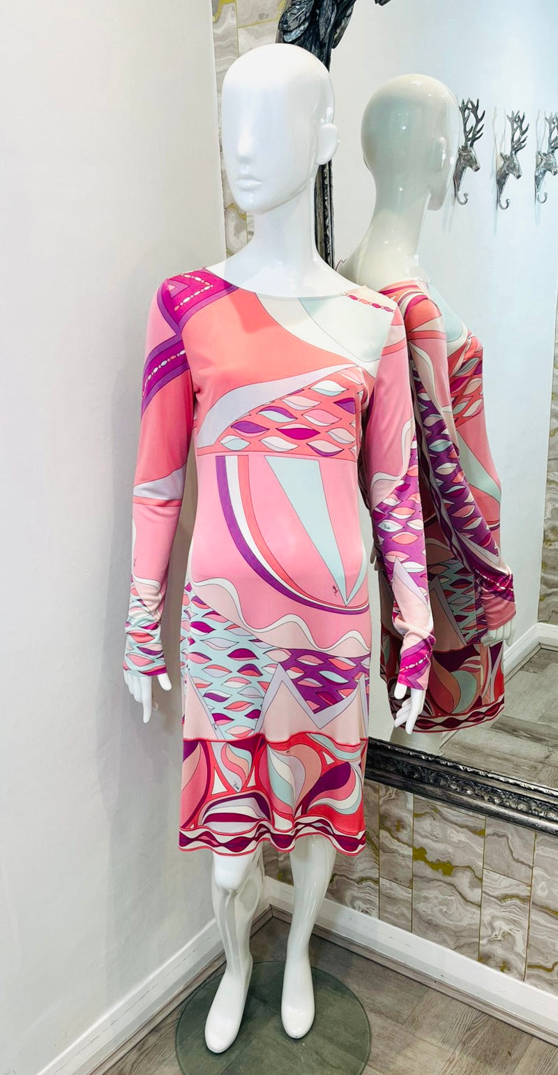 Emilio Pucci Abstract Print Silk Dress. Size 44FR