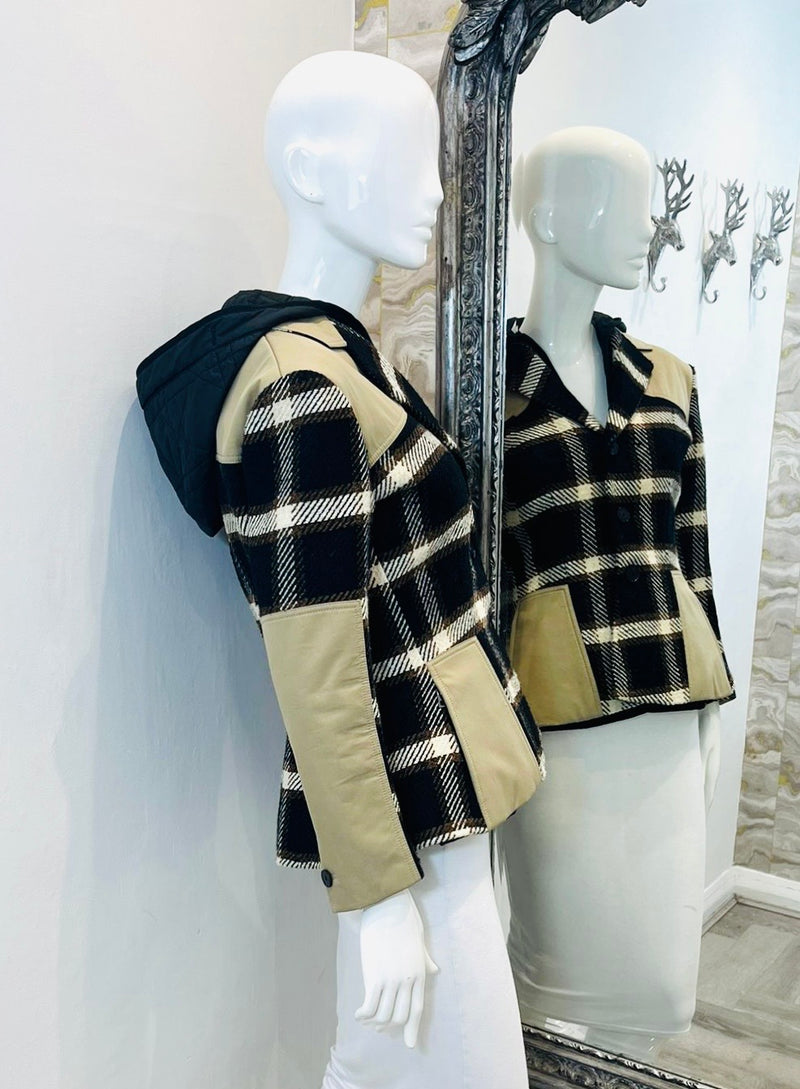 Christian Dior Silk & Wool Plaid Check Hooded Coat. Size 42FR