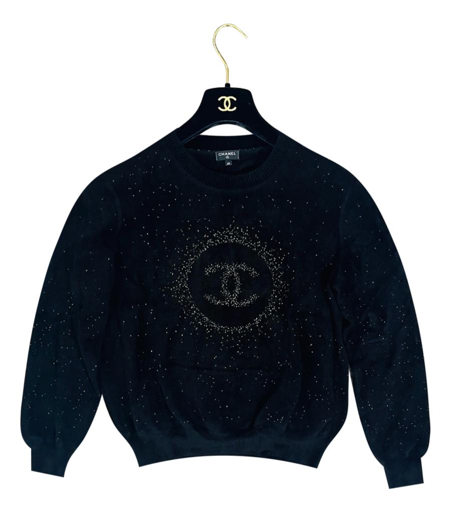 Chanel Sequin CC Logo Jumper. Size 40FR Shush London