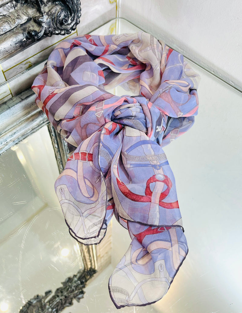 Hermes Sellier Printed Silk Scarf