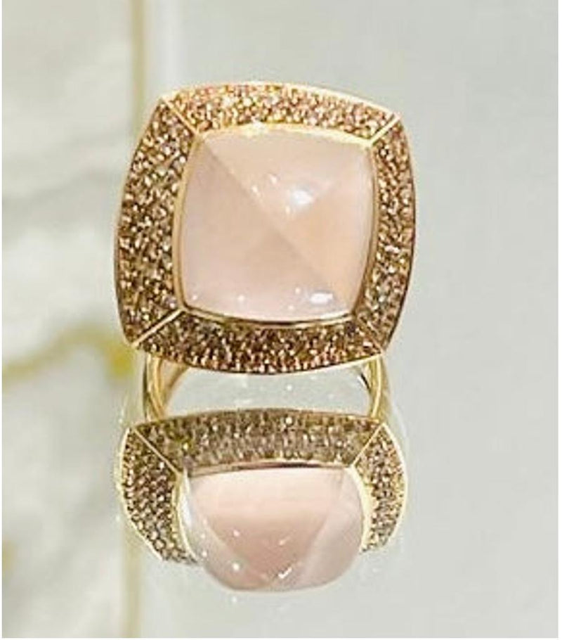 Valente 18k Rose Gold Icy Jadeite & Diamond Ring