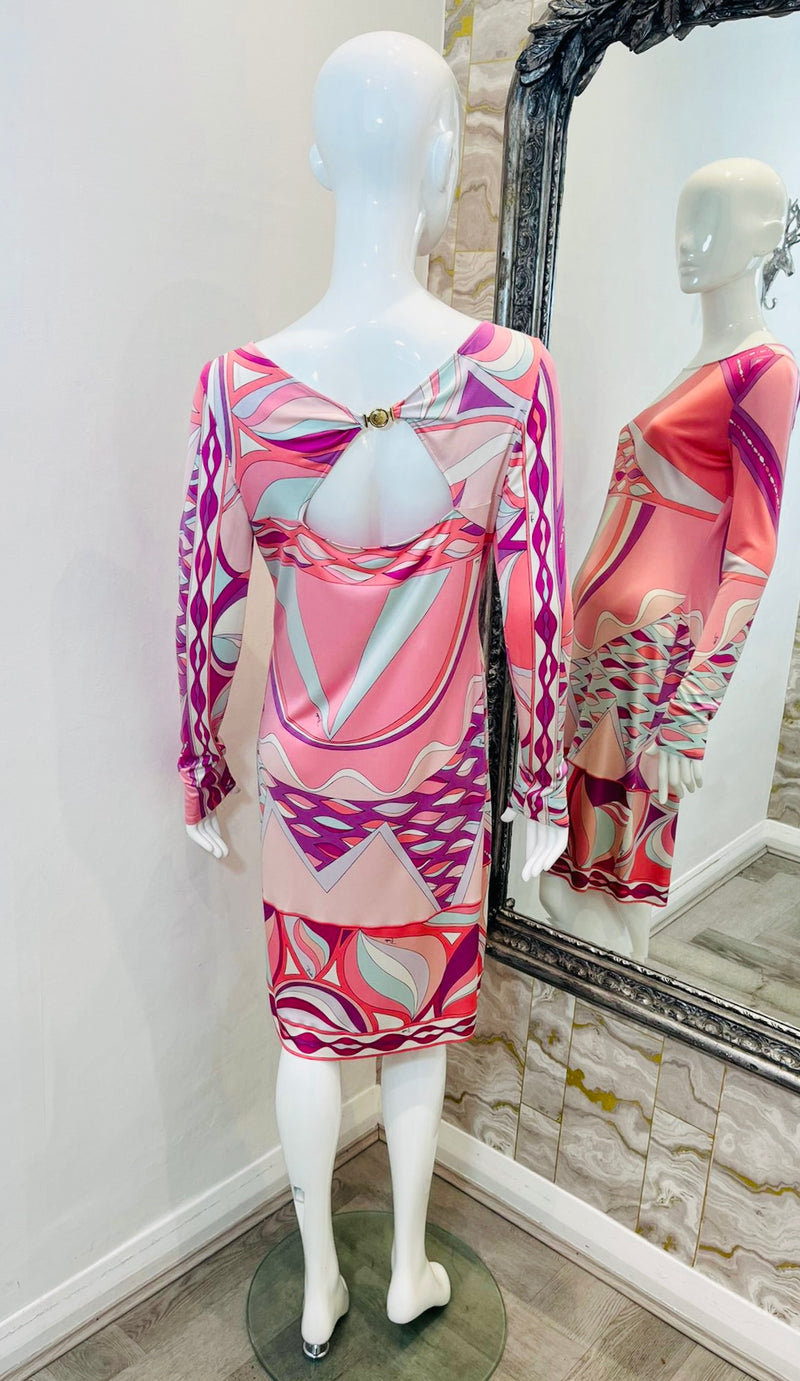 Emilio Pucci Abstract Print Silk Dress. Size 44FR