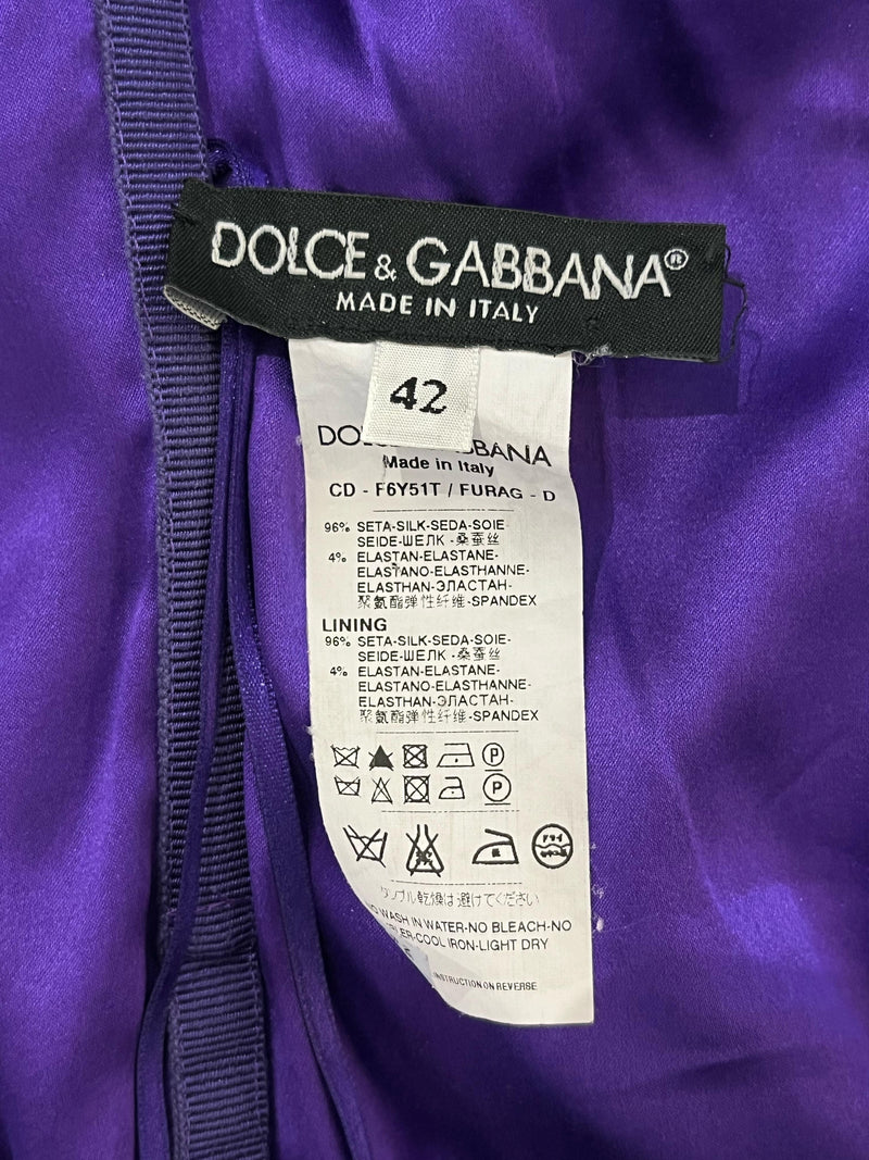 Dolce & Gabbana Silk Ruched Dress. Size 42IT