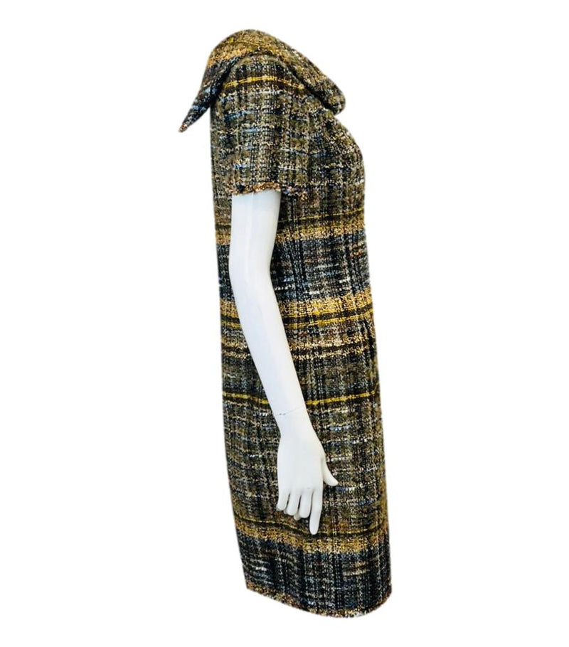 Oscar De La Renta Metallic Tweed Wool Dress. Size 10UK