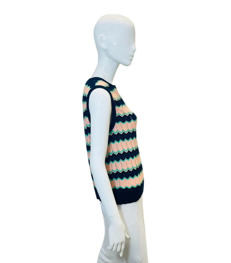 Missoni Chevron Pattern Cotton Knit Vest. Size 44IT