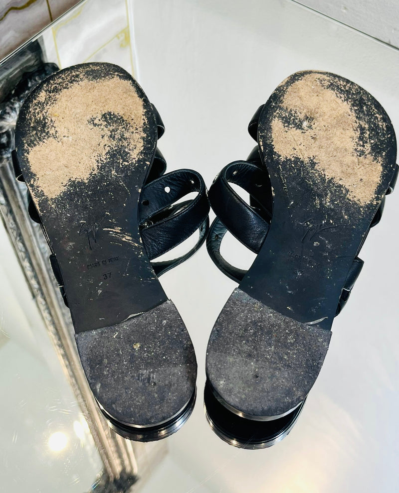 Giuseppe Zanotti Kalamity Star Embellished Leather Sandals. Size 37