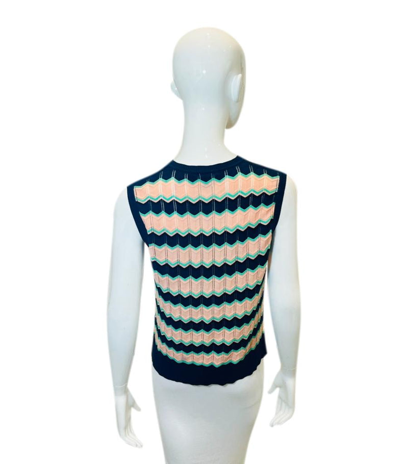 Missoni Chevron Pattern Cotton Knit Vest. Size 44IT