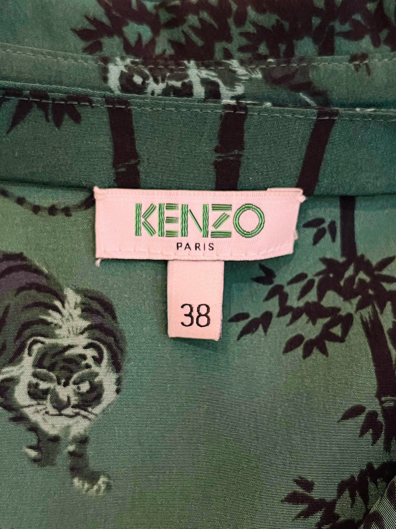 Kenzo Tiger Print Silk Shirt. Size 38FR