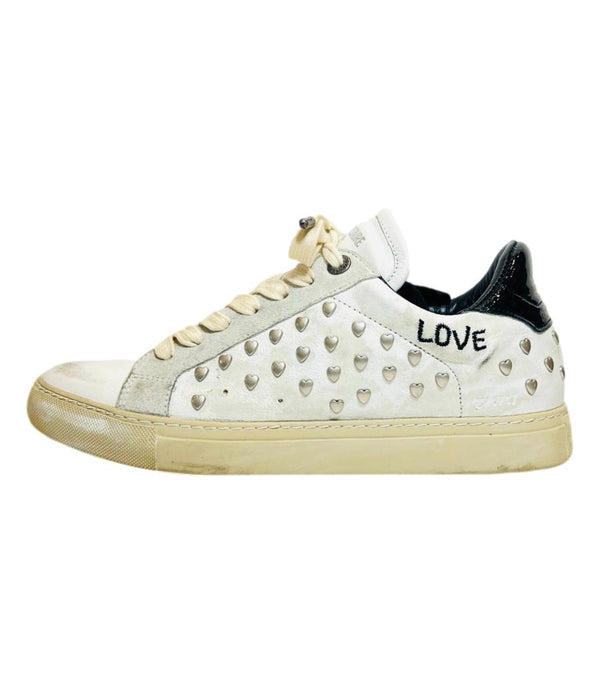Zadig & Voltaire Heart Studded Leather Sneakers. Size 40