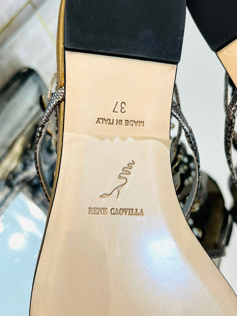 Rene Caovilla Snakeskin & Crystal Sandals. Size 37