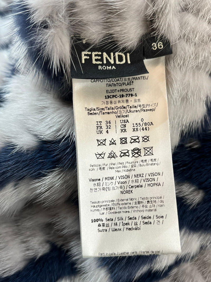 Fendi Custom Made Mink Fur Coat. Size 36FR