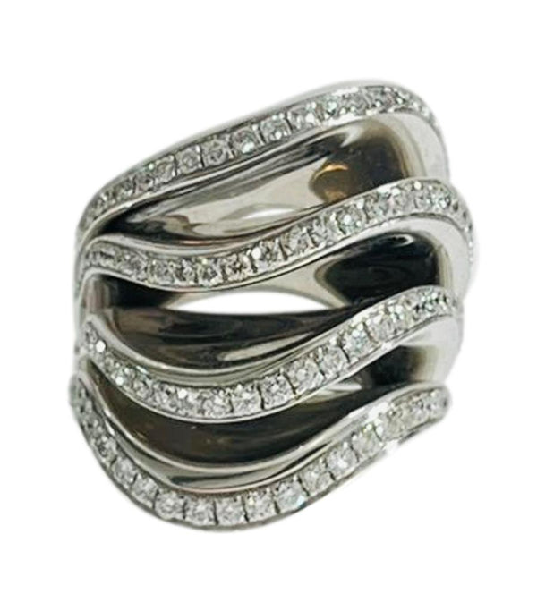 De Grisogono 'Onde' Ring in 18k White Gold With Brilliant Cut Diamonds