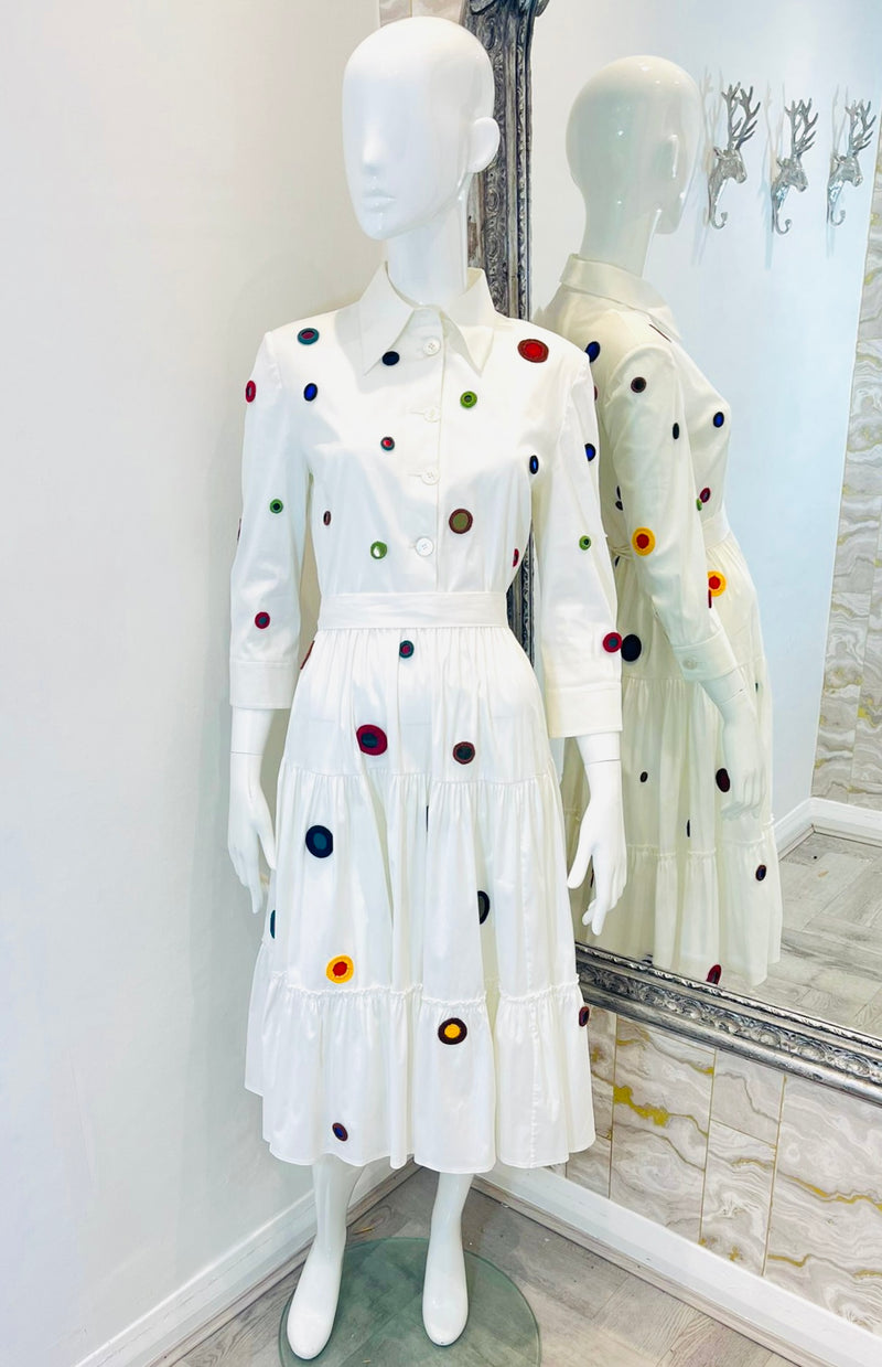 Prada Embroidered Cotton Shirt Dress. Size S
