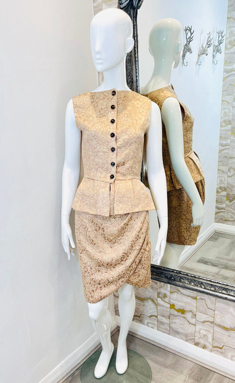 Christian Dior Silk Jacquard Two-Piece Top & Skirt. Size 40FR