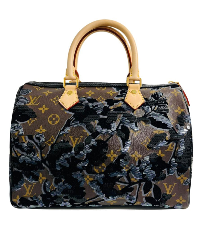 Louis Vuitton Sequin, Velvet & Coated Canvas Fleur De Jais Speedy 30 Bag