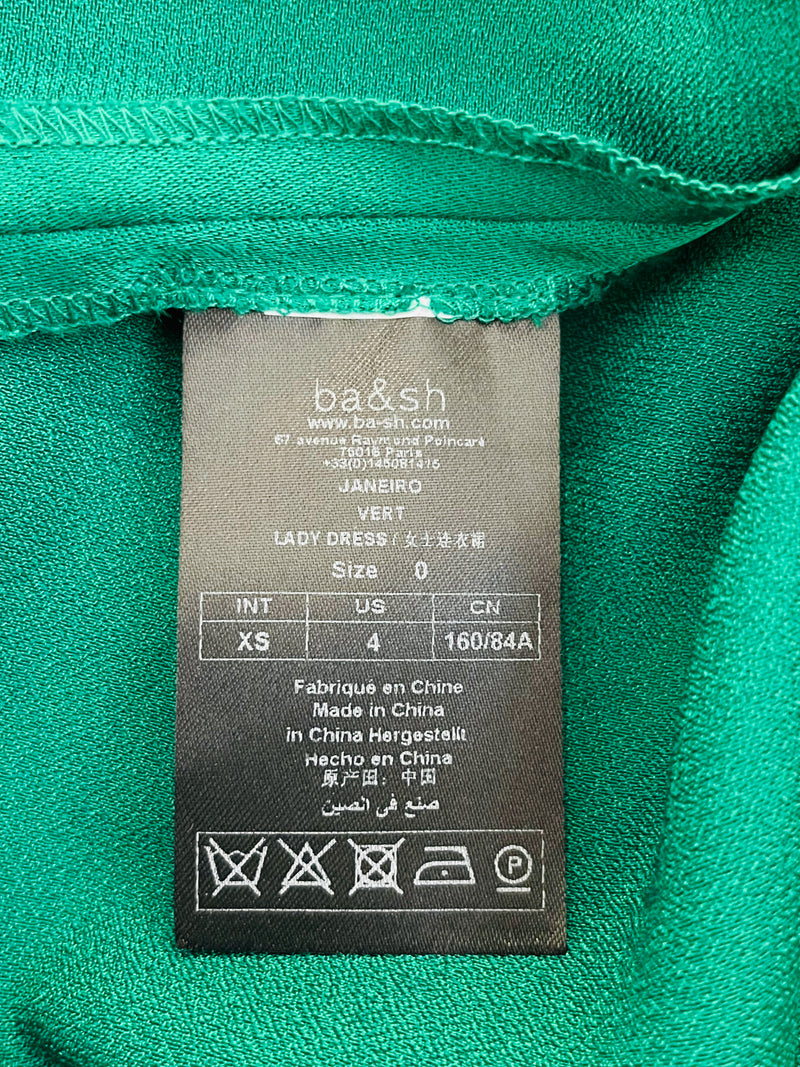 BA&SH Chain & Crystal Embellished Satin Wrap Dress. Size XS