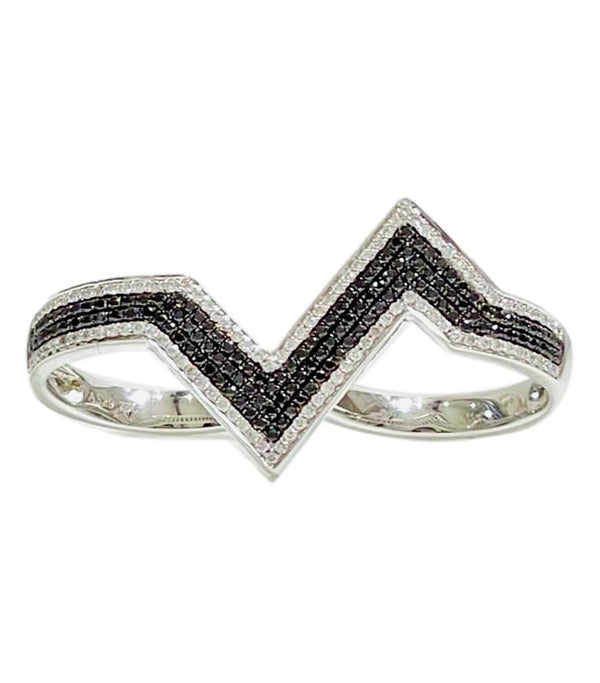 AS29 18k Gold 'Arrow' Diamond Two Finger Ring