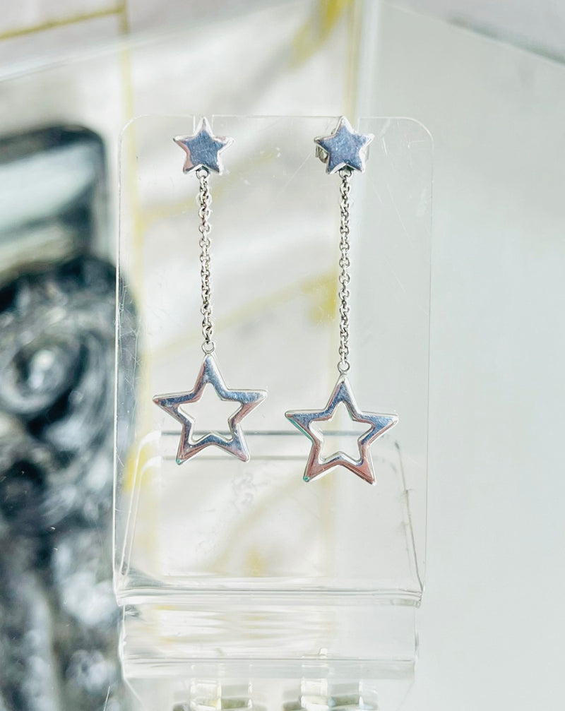 Tiffany & Co. Sterling Silver Star Drop Dangle Earrings