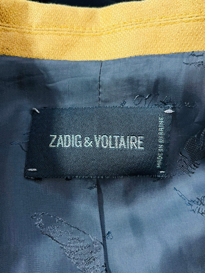 Zadig & Voltaire Skull Embellished Linen & Cotton Blazer. Size 38FR