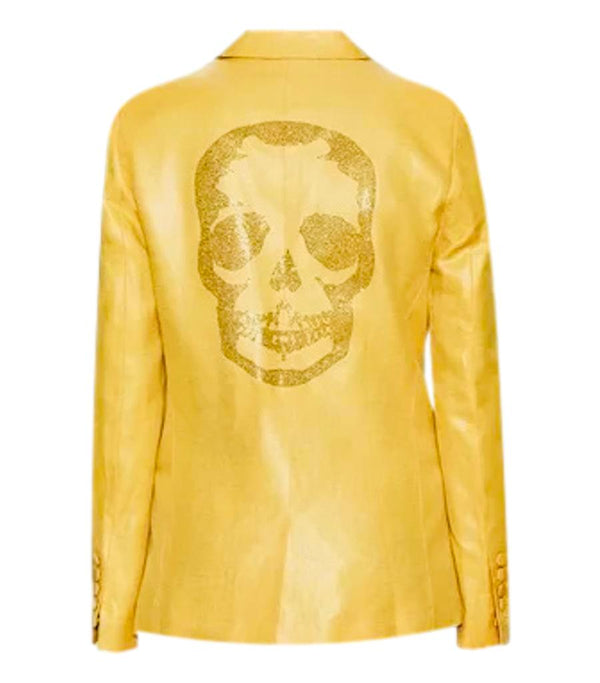 Zadig & Voltaire Skull Embellished Linen & Cotton Blazer. Size 38FR