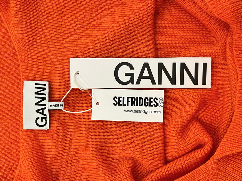 Ganni Rollneck Cut-Out Merino Wool Jumper. Size L