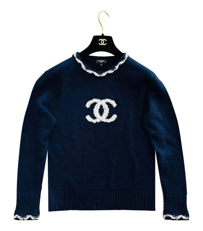 Chanel 'CC' Logo Cashmere Sweater. Size 38FR – Shush London