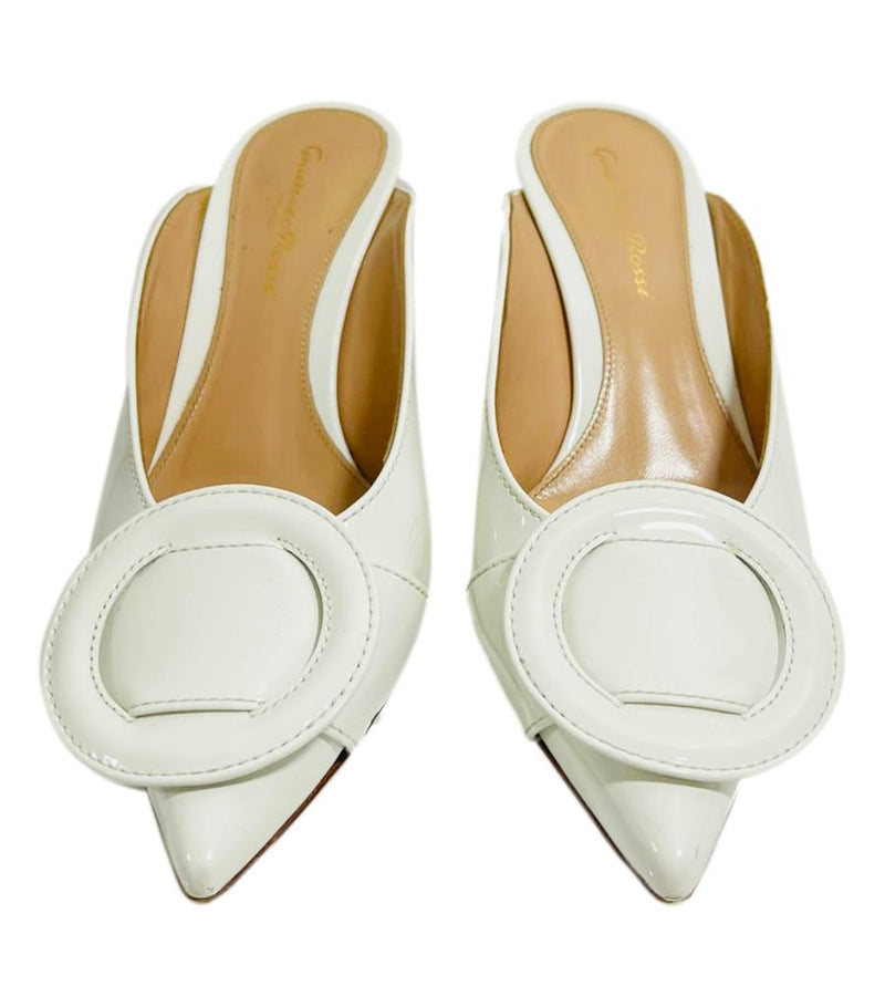 Gianvito Rossi Leather Round Buckle Mules. 35.5