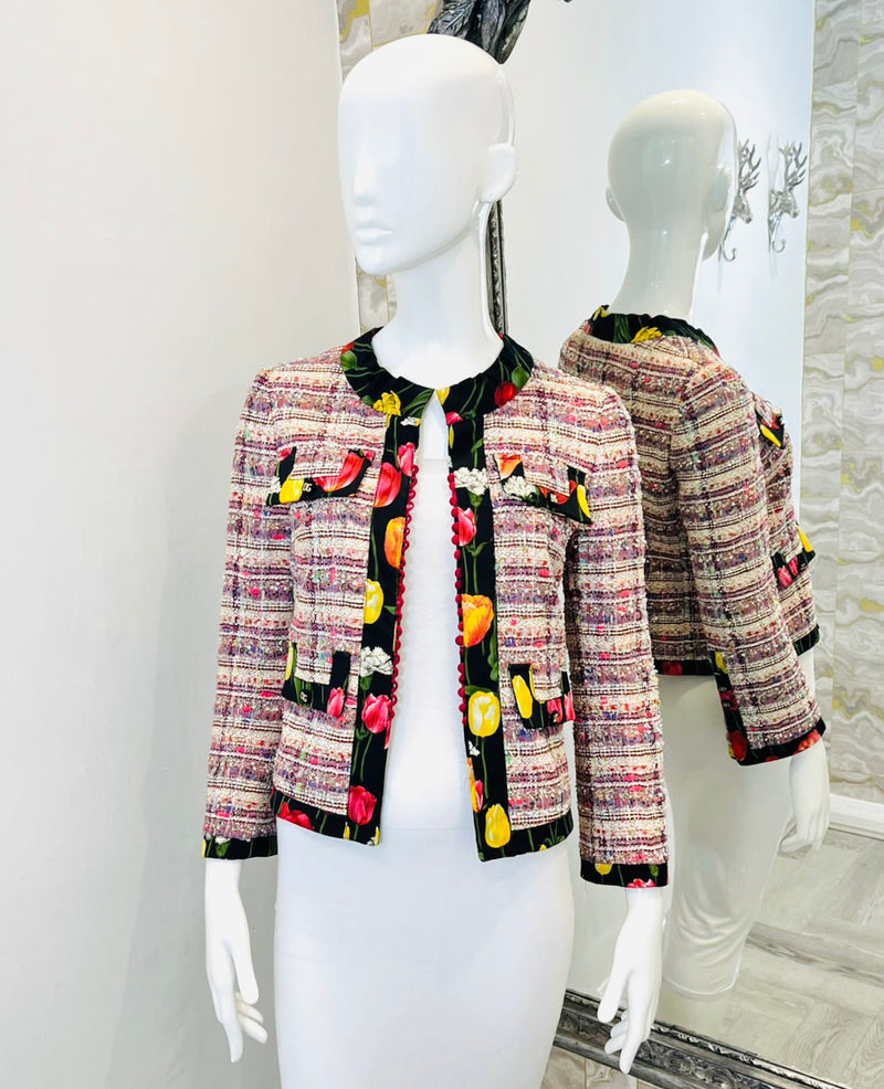Dolce & Gabbana Tweed Logo Jacket. Size 40IT
