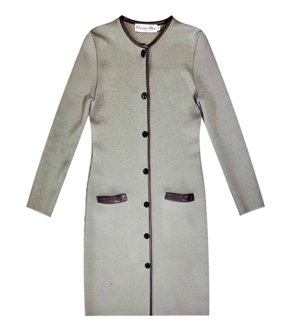 Christian Dior Wool Coat/Cardigan With Leather Trim. Size 38FR