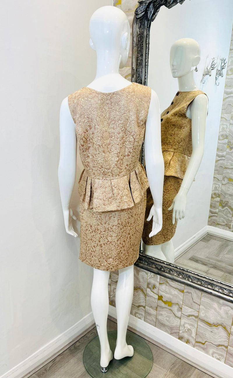 Christian Dior Silk Jacquard Two-Piece Top & Skirt. Size 40FR