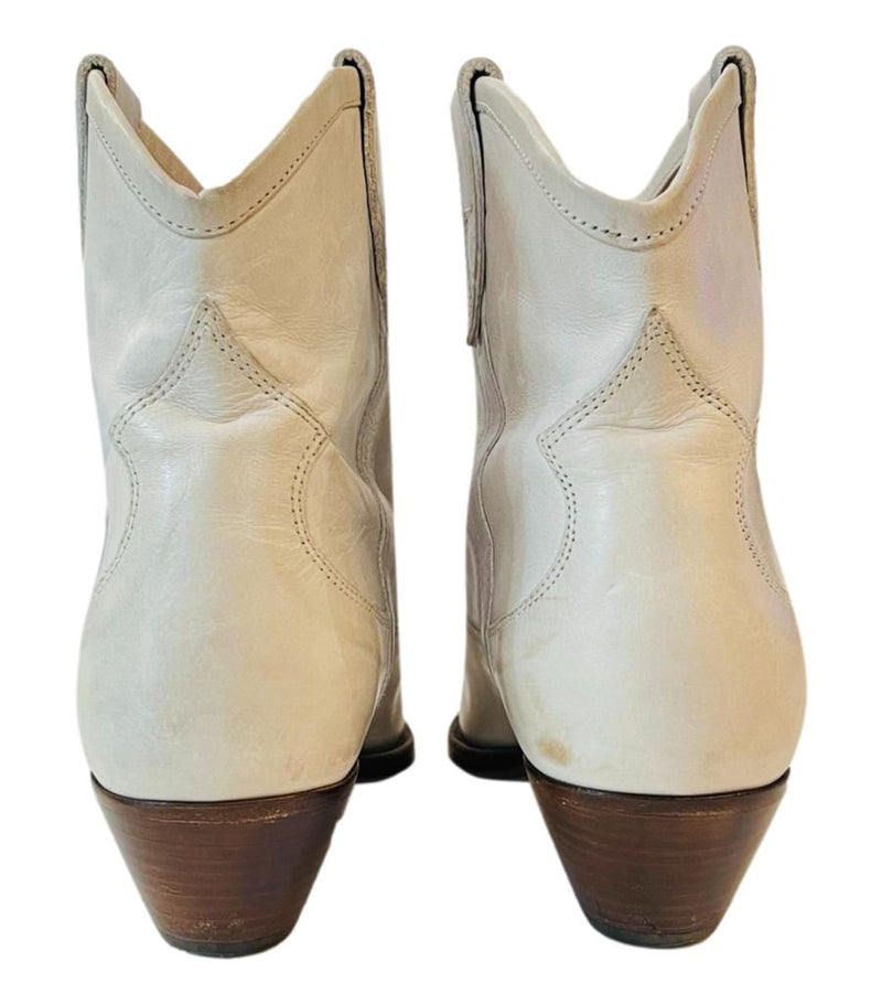 Isabel Marant Western Canvas & Suede Ankle Boots. Size 37