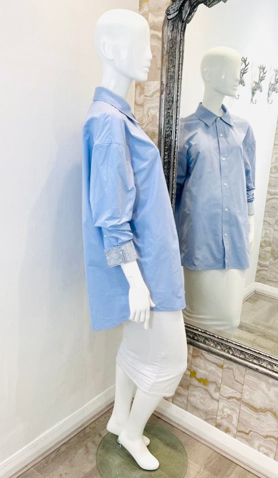Alexander Wang Oversized Crystal Embellished Cotton Shirt. Size XS