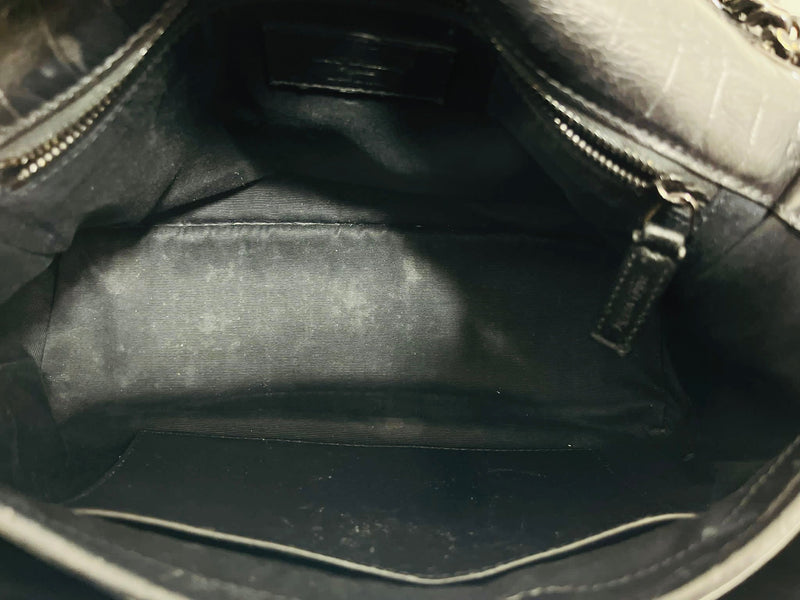 YSL - Saint Laurent Croc Embossed Leather Flap Bag