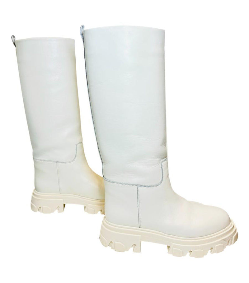 Gia X Pernille Teisbaek Tubular Leather Combat Knee Boots. Size 40