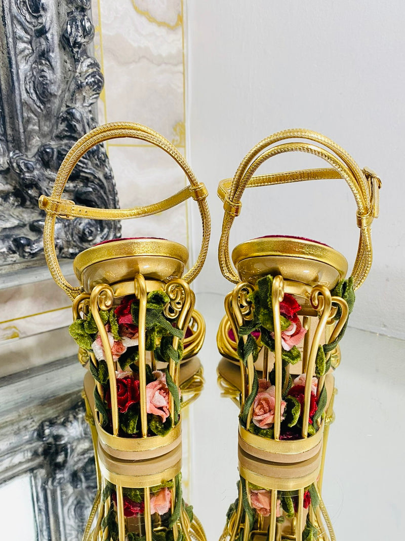 Dolce & Gabbana 3D Rose Cage Sandals. Size 37