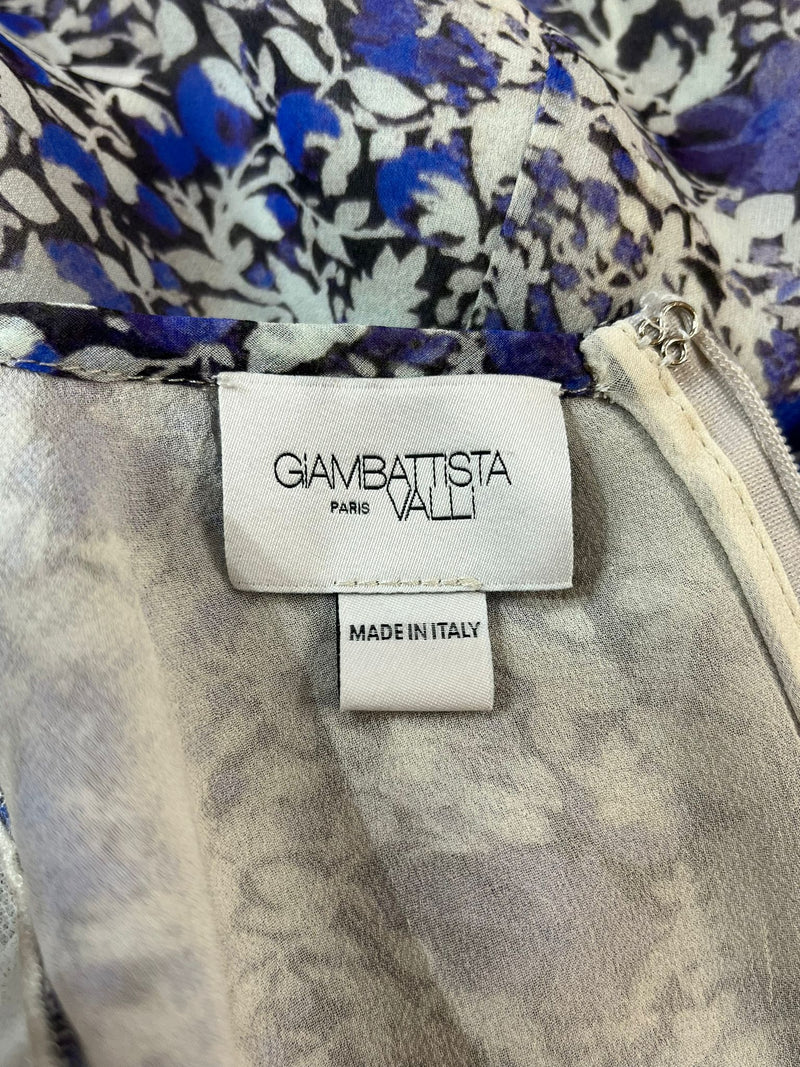 Giambattista Valli Silk Tie-Neck Floral Top. Size 38IT