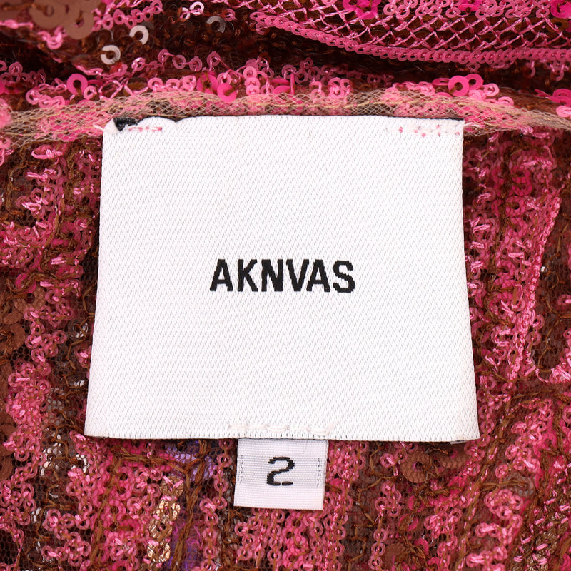 Aknvas Sequin-Embellished With Asymmetrical Hemline. Size 2US
