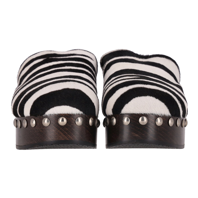 Alaia Zebra Pony Hair Clogs. Size 41