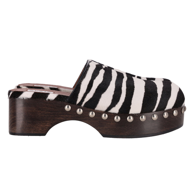 Alaia Zebra Pony Hair Clogs. Size 41
