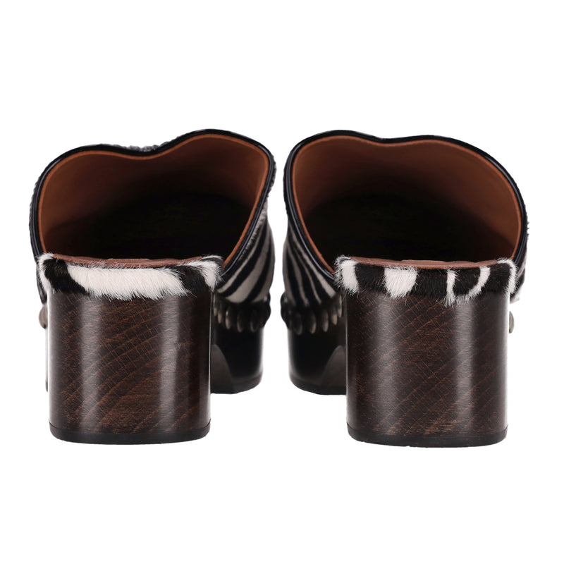 Alaia Zebra Pony Hair Clogs. Size 41