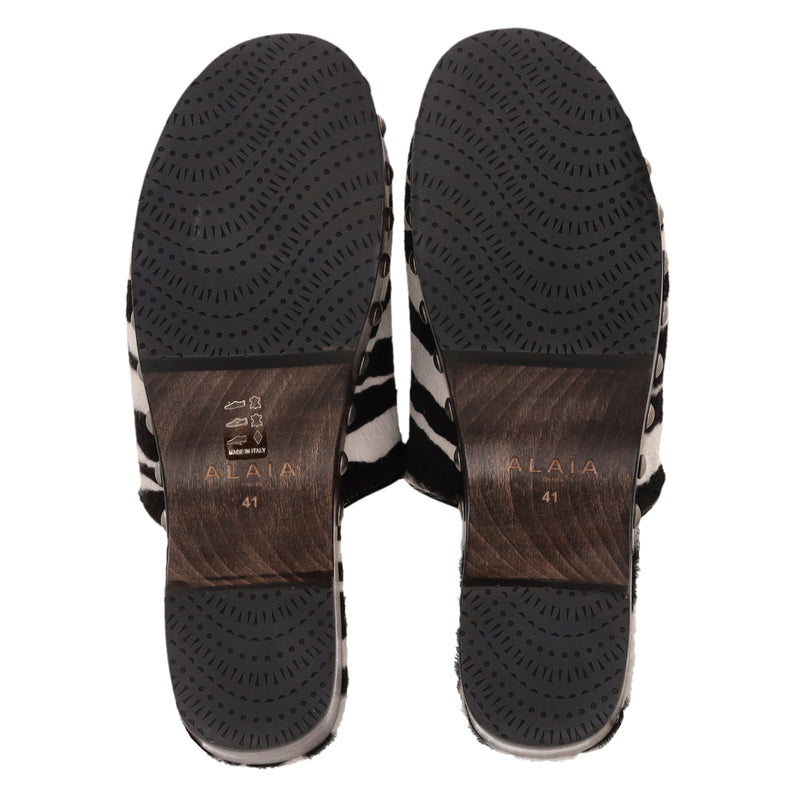 Alaia Zebra Pony Hair Clogs. Size 41