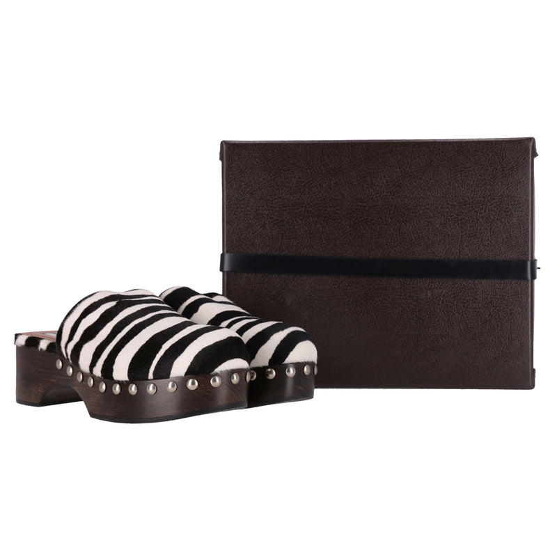 Alaia Zebra Pony Hair Clogs. Size 41