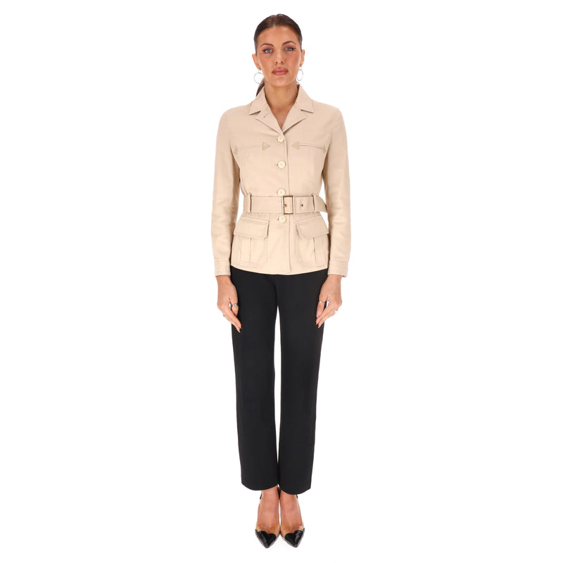 Alberta Ferretti Belted Cotton-Blend Jacket. Size 40IT
